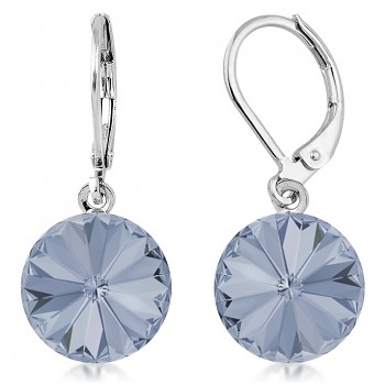 Earrings RIVOLI KLB 12mm CRYSTAL BLUE SHADE (size incl.hooks 28mm) Rhodium Plated