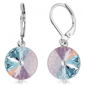 Earrings RIVOLI KLB 12mm CRYSTAL LAVENDER DELITE (size incl.hooks 28mm) Rhodium Plated