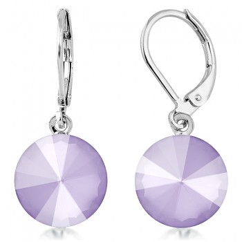 Earrings RIVOLI KLB 12mm CRYSTAL LILAC (size incl.hooks 28mm) Rhodium Plated