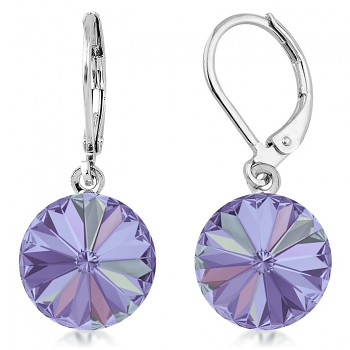 Earrings RIVOLI KLB 12mm CRYSTAL VL (size incl.hooks 28mm) Rhodium Plated