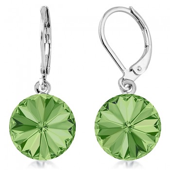 Náušnice RIVOLI KLB 12mm PERIDOT (vel.vč.zapínání 28mm) Rhodiované