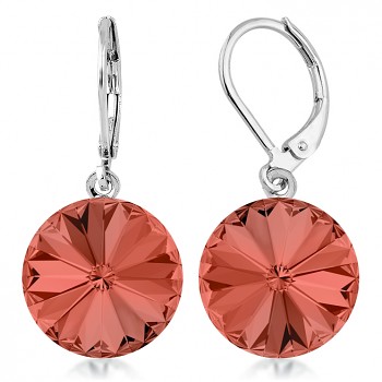 Earrings RIVOLI KLB 14mm PADPARADSCHA (size incl.hooks 30mm) Rhodium Plated