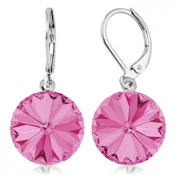 Earrings RIVOLI KLB 14mm ROSE (size incl.hooks 30mm) Rhodium Plated