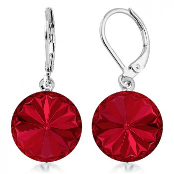 Earrings RIVOLI KLB 14mm SCARLET (size incl.hooks 30mm) Rhodium Plated