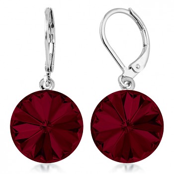 Earrings RIVOLI KLB 14mm SIAM (size incl.hooks 30mm) Rhodium Plated