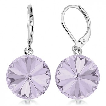 Earrings RIVOLI KLB 14mm SMOKY MAUVE (size incl.hooks 30mm) Rhodium Plated