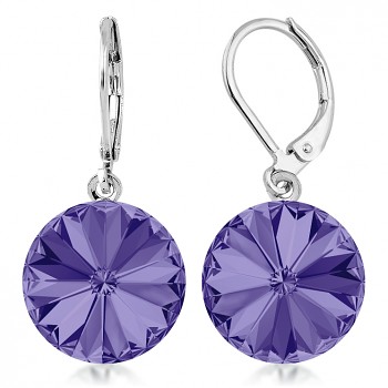 Earrings RIVOLI KLB 14mm TANZANITE (size incl.hooks 30mm) Rhodium Plated