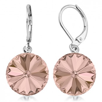 Earrings RIVOLI KLB 14mm VINTAGE ROSE (size incl.hooks 30mm) Rhodium Plated