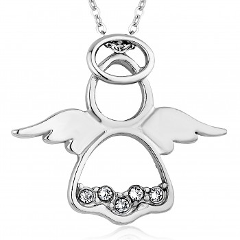 Pendant ANGEL 5 CHATONS 32x29mm Rhodium Plated (price without crystals & chain)