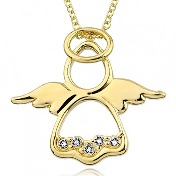 Pendant ANGEL 5 CHATONS 32x29mm Gold Plated (price without crystals & chain)