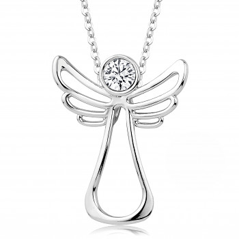 Necklace ANGEL HAPPY CRYSTAL Rhodium plating 24x30mm/45+5cm