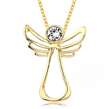 Necklace ANGEL HAPPY CRYSTAL Gold plating 24x30mm/45+5cm