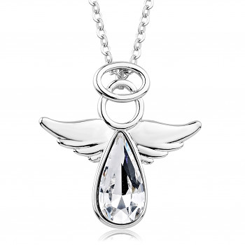 Necklace ANGEL RAFAEL CRYSTAL Rhodium plating 25x26mm/45+5cm