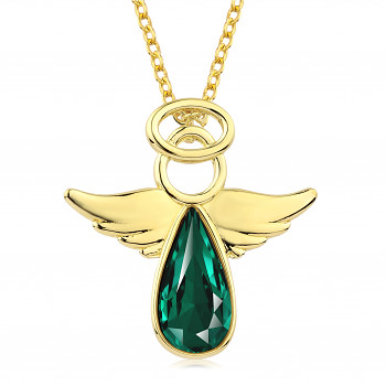 Necklace ANGEL RAFAEL EMERALD Gold plating 25x26mm/45+5cm