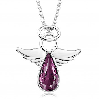 Necklace ANGEL RAFAEL AMETHYST Rhodium plating 25x26mm/45+5cm