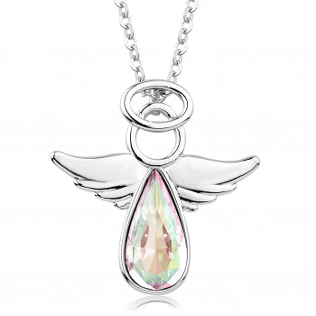 Necklace ANGEL RAFAEL CRYSTAL AB Rhodium plating 25x26mm/45+5cm