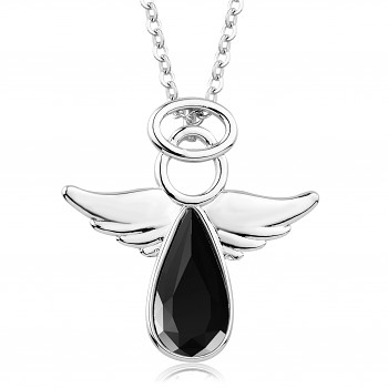 Necklace ANGEL RAFAEL JET Rhodium plating 25x26mm/45+5cm