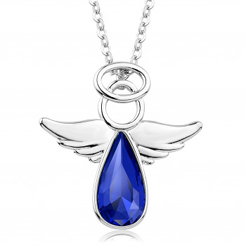 Necklace ANGEL RAFAEL MAJESTIC BLUE Rhodium plating 25x26mm/45+5cm