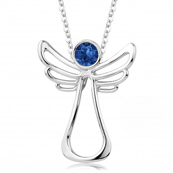 Necklace ANGEL HAPPY CAPRI BLUE Rhodium plating 24x30mm/45+5cm
