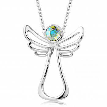 Necklace ANGEL HAPPY CRYSTAL AB Rhodium plating 24x30mm/45+5cm