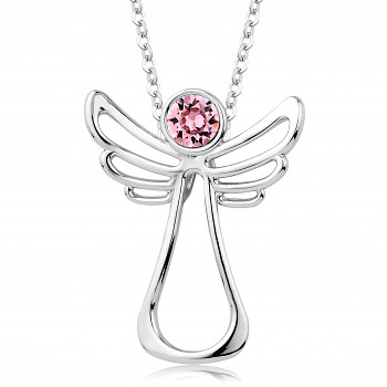 Necklace ANGEL HAPPY LIGHT ROSE Rhodium plating 24x30mm/45+5cm