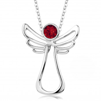 Necklace ANGEL HAPPY LIGHT SIAM Rhodium plating 24x30mm/45+5cm