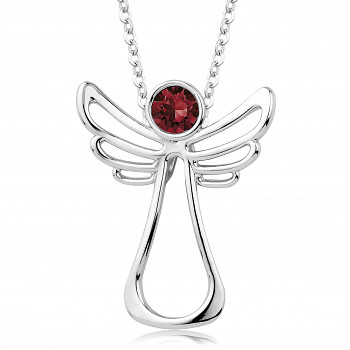 Necklace ANGEL HAPPY SIAM Rhodium plating 24x30mm/45+5cm