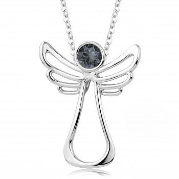 Necklace ANGEL HAPPY SILVER NIGHT Rhodium plating 24x30mm/45+5cm