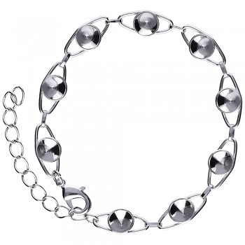 Bracelet CHATON9 x6mm Rhodium Plated