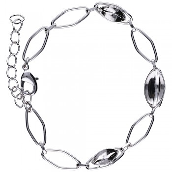 Bracelet NAVETTE3 10+15+10mm Rhodium Plated