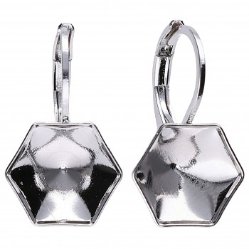 Leverback Earrings KALEIDOSCOPE HEXAGON 11mm Rhodium Plated