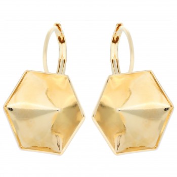 Leverback Earrings KALEIDOSCOPE HEXAGON 16mm Gold Plated