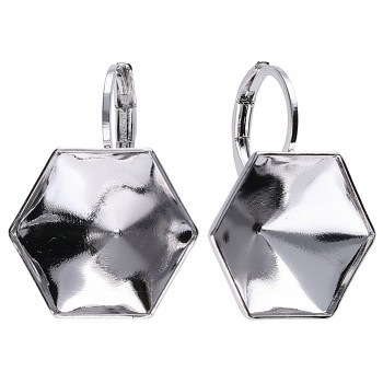 Leverback Earrings KALEIDOSCOPE HEXAGON 16mm Rhodium Plated