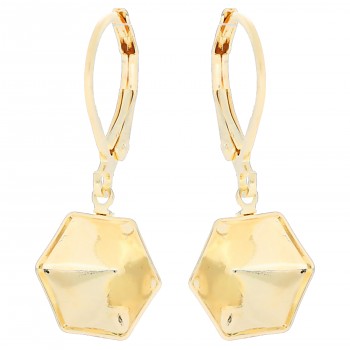 Leverback dangling KALEIDOSCOPE HEXAGON 11mm Gold Plated