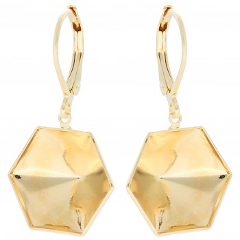 Leverback dangling KALEIDOSCOPE HEXAGON 16mm Gold Plated