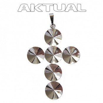 Pendant RIVOLI CROSS  6mm Platinum Plated