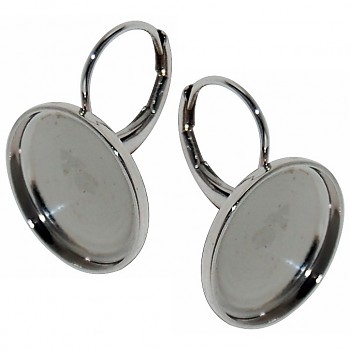 Leverback Earrings (curved) ROCKS Round 15mm Platinum Plating