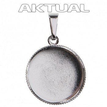 Pendant ROCKS Round 15mm Platinum Plated (with bail)