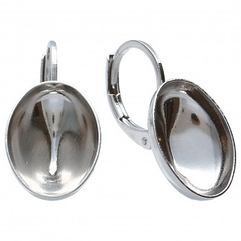 Earrings Leverback OVAL 14mm Platinum Plating