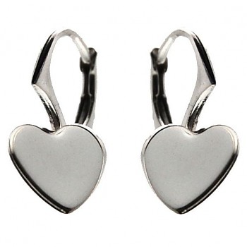 Leverback Earrings HEART 10mm Ag925, 0.75g Platinum Plated