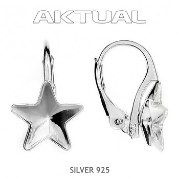 Leverback Earrings STAR 10mm, Ag925 Platinum Plated, 0.7g