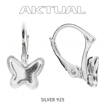 Leverback Earrings BUTTERFLY  8mm, Ag925 Platinum Plated, 0.70g