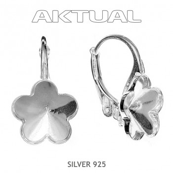 Leverback Earrings FLOWER 10mm, Ag925 Platinum Plated, 0.78g