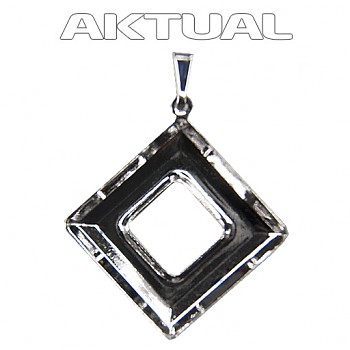 Pendant SQUARE RING 20mm Rhodium Plated