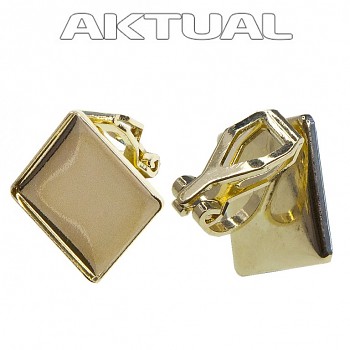 Earrings CLIPS CHESSBOARD 12mm Gold plated Au24kt