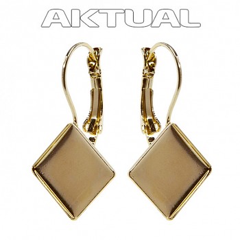 Leverback Earrings CHESSBOARD 12mm Gold plated Au24kt