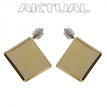 Earposts CHESSBOARD 12mm Gold Plated Au24kt