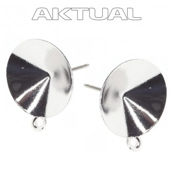 Earposts RIVOLI 18mm with loop Rhodium Plated