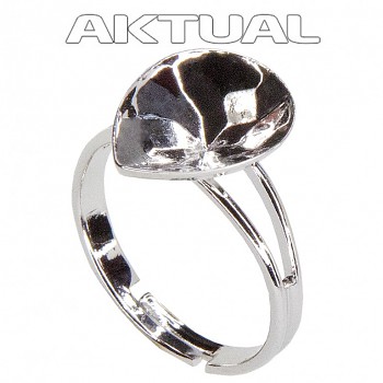 Ring PEAR 14mm Rhodium Plated