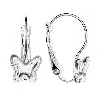 Leverback Earrings BUTTERFLY  8mm Rhodium